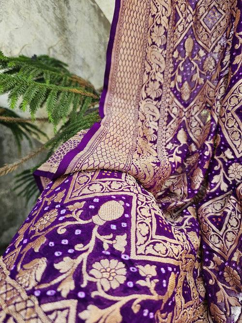 Pure Banarsi Georgette Bandhani Dupatta