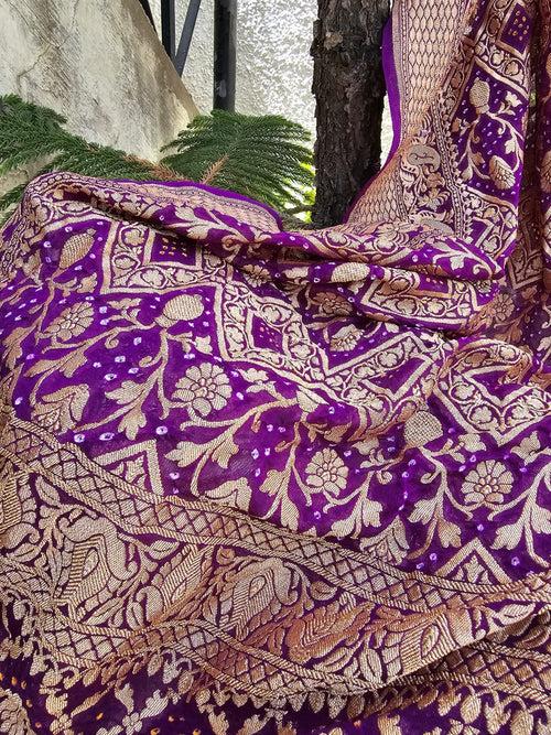 Pure Banarsi Georgette Bandhani Dupatta