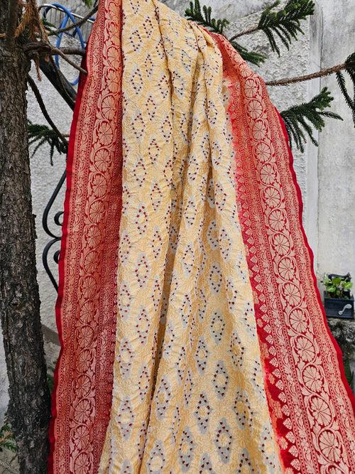 Pure Banarsi Georgette Bandhani Dupatta