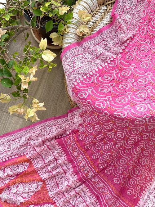 Machine Embroidered Georgette Bandhani Saree