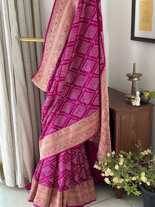 Pure Banarsi Silk Bandhani Saree