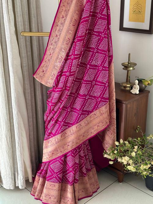 Pure Banarsi Silk Bandhani Saree