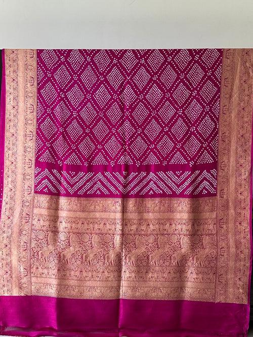 Pure Banarsi Silk Bandhani Saree