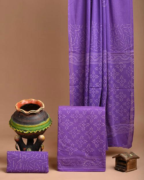 Purple Cotton Handblock Print suit