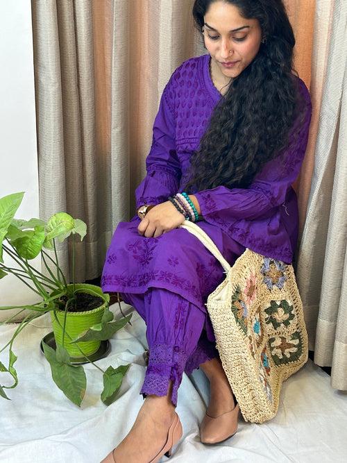 Purple Chikankari Coord Set