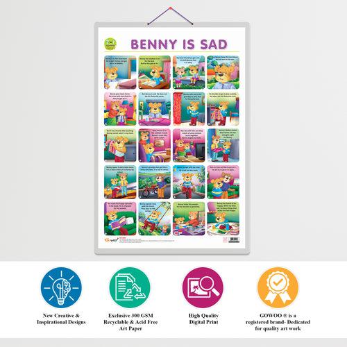 Set of 2 |2 IN 1 HINDI VARNMALA AND BAARAHKHADEE and 2 IN 1 BENNY IS SAD AND BENNY IS SHY  Early Learning Educational Charts for Kids |