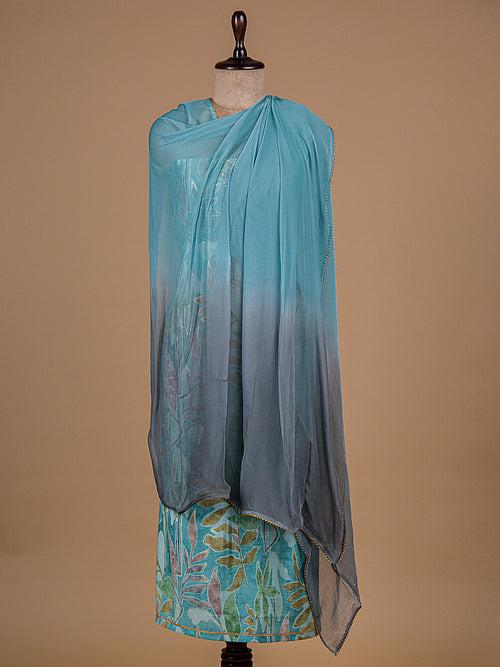 Blue Muslin Cotton Dress Material