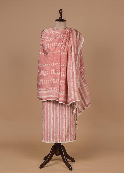 Pink Muslin Cotton Dress Material