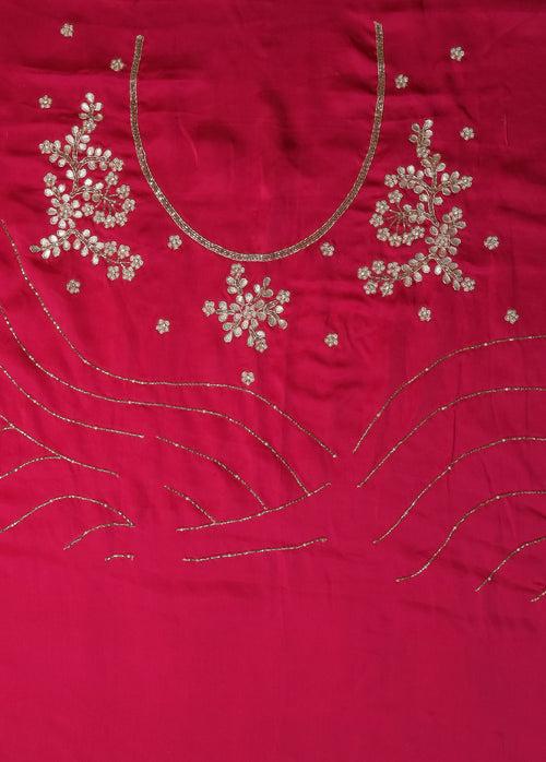 Pink Crepe Embroidered Saree