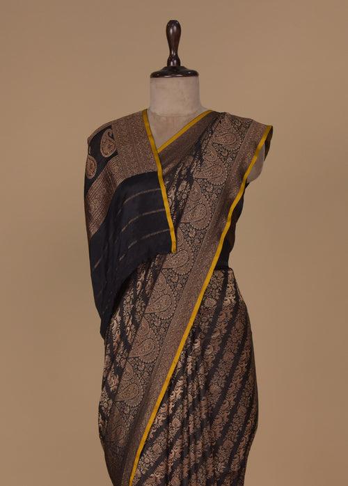 Black Crepe Banarasi Saree