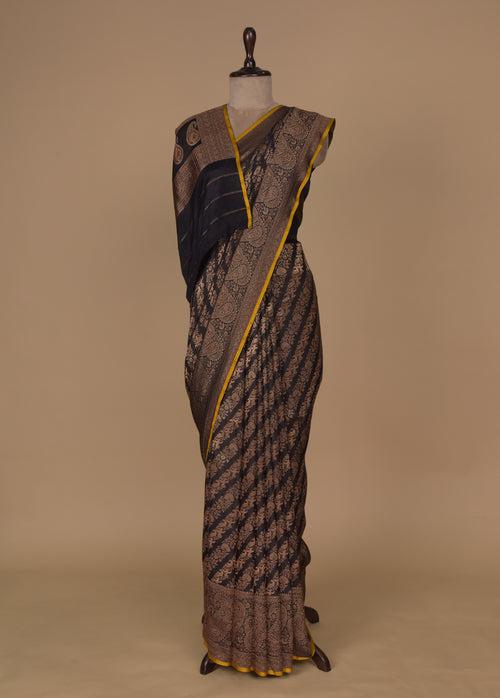 Black Crepe Banarasi Saree