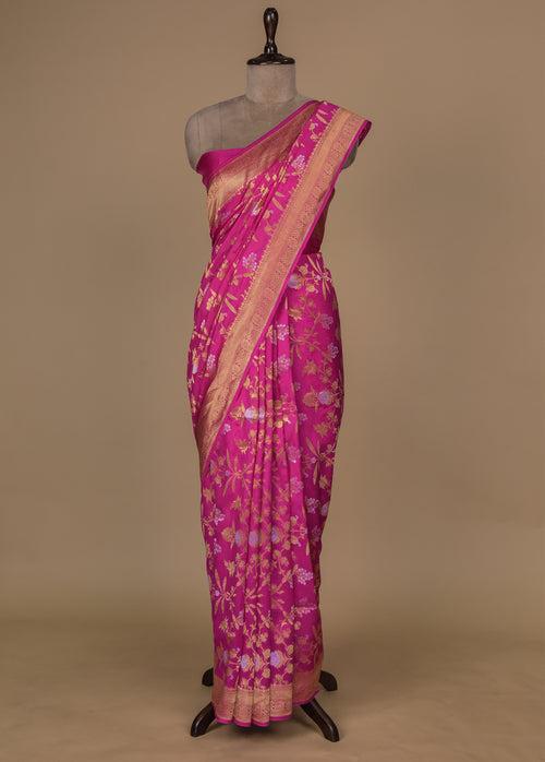 Pink Silk Banarasi Saree