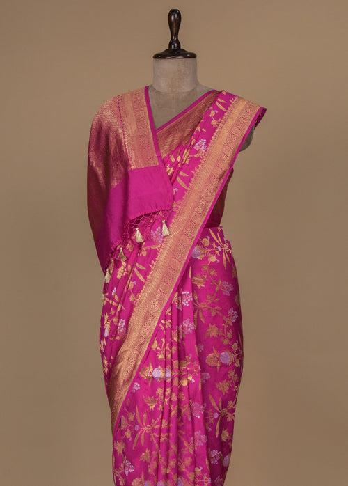 Pink Silk Banarasi Saree