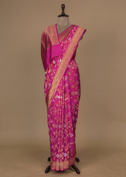 Pink Silk Banarasi Saree