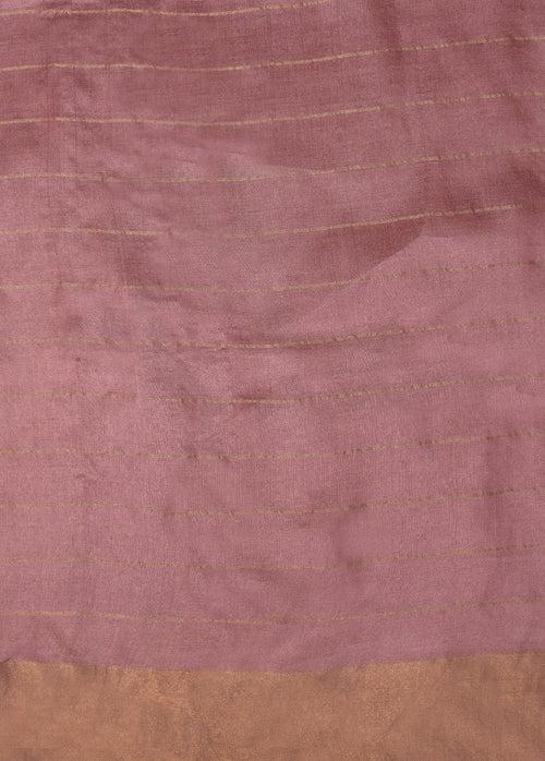 Pink Tussar Embroidered Saree