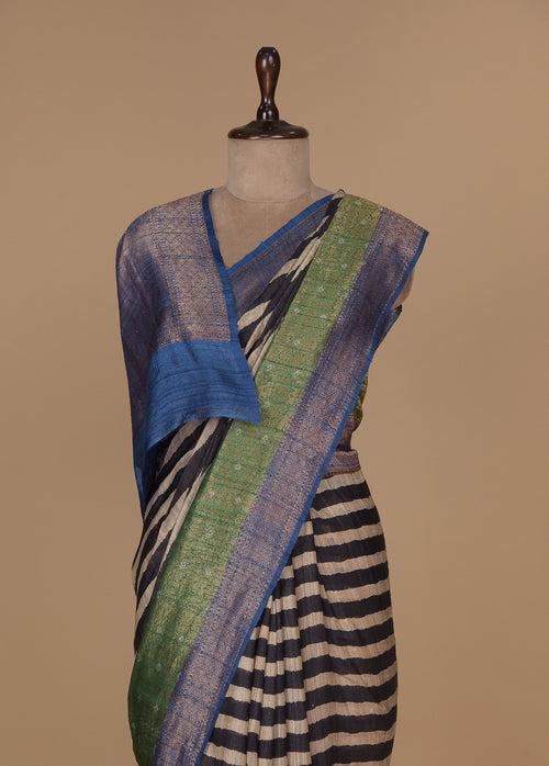 Multicoloured Tussar Banarasi Saree