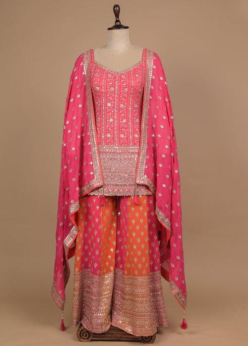 Pink Georgette Sharara Set