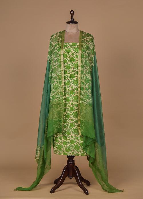 Green Crepe Dress Material