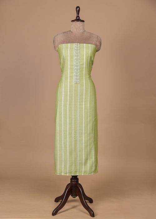 Green Cotton Dress Material