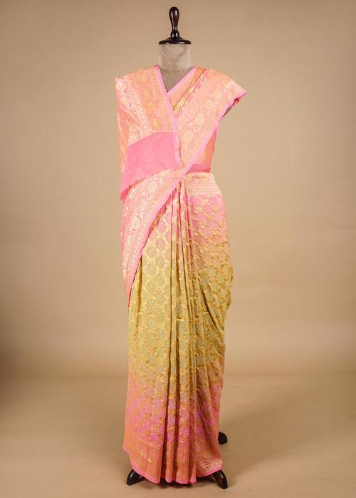 Pink Georgette Bandhani Saree