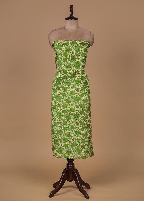 Green Crepe Dress Material