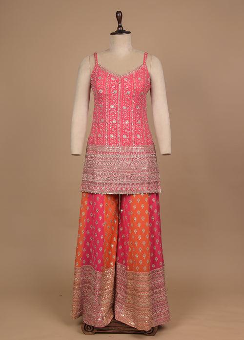 Pink Georgette Sharara Set