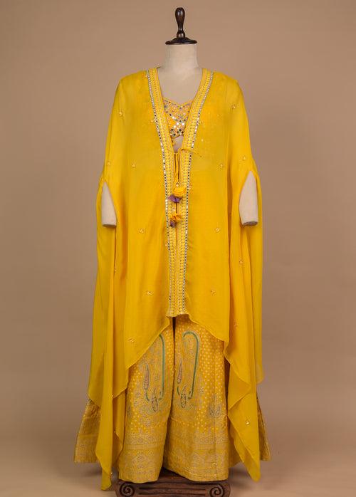 Yellow Georgette Fusion Dress