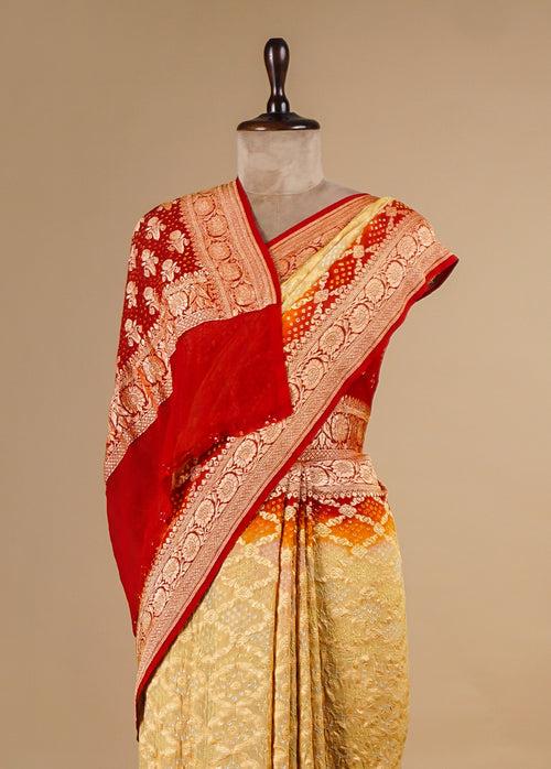 Multicoloured Georgette Bandhani Saree