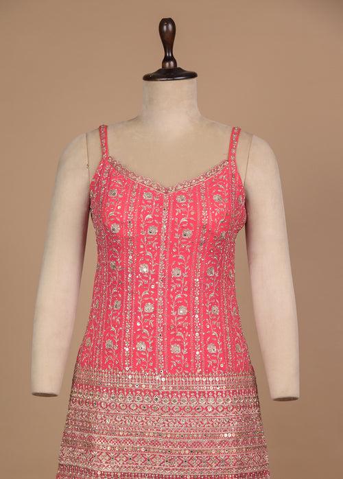 Pink Georgette Sharara Set