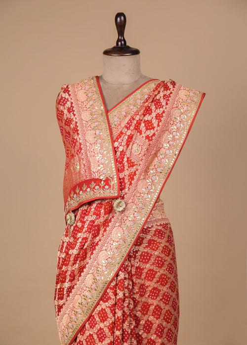 Red Georgette Bandhani Saree