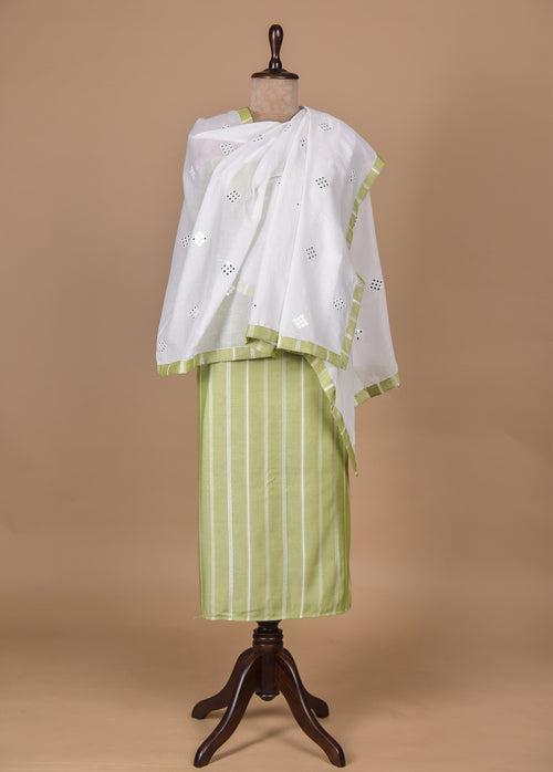 Green Cotton Dress Material