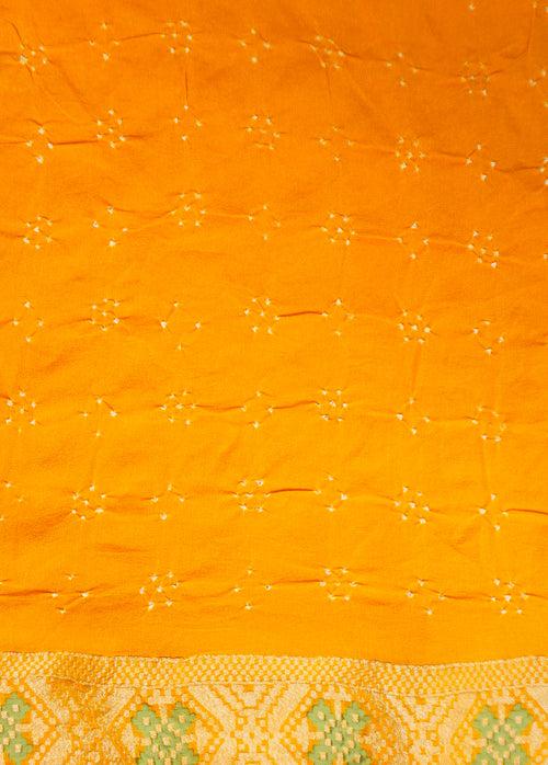 Yellow Georgette Bandhani Saree