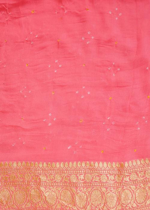 Pink Georgette Bandhani Saree