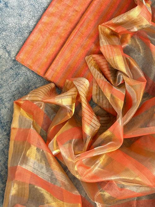 Handwoven Maheshwari Tissue Kurta Dupatta Set