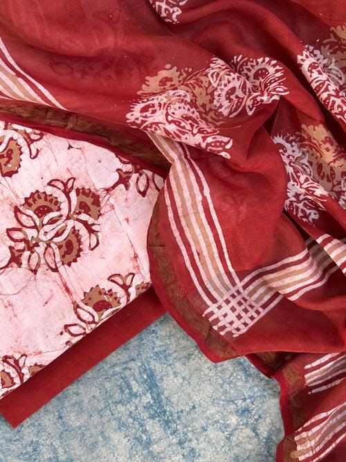 Handblock Batik Cotton Chanderi Suit