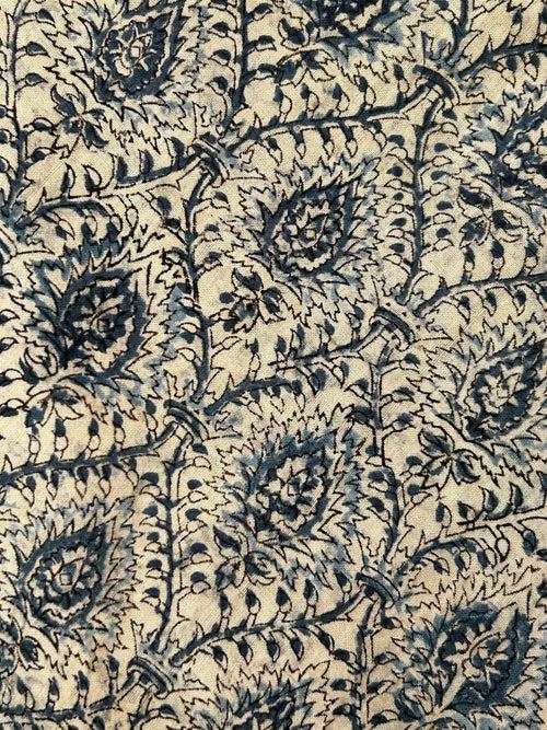 Handspun & Handwoven 2.5m Cotton Fabric With Handdone Pedana Kalamkari