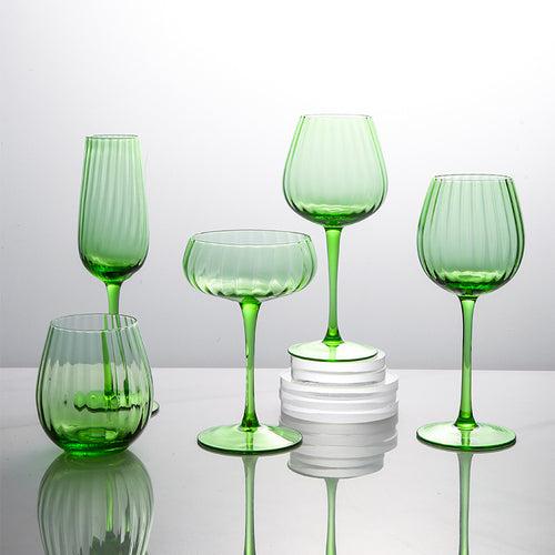 Vertical Pattern Apple Green Glass