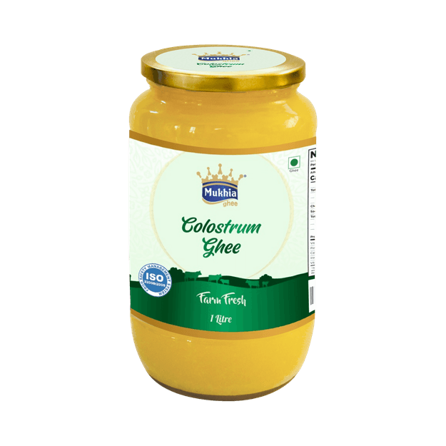 Mukhia Colostrum Cow Desi Ghee - Made by Traditional Bilona Process, Made from Colostrum Milk | India's First Colostrum Hand made ghee - pack of 1 Ltr