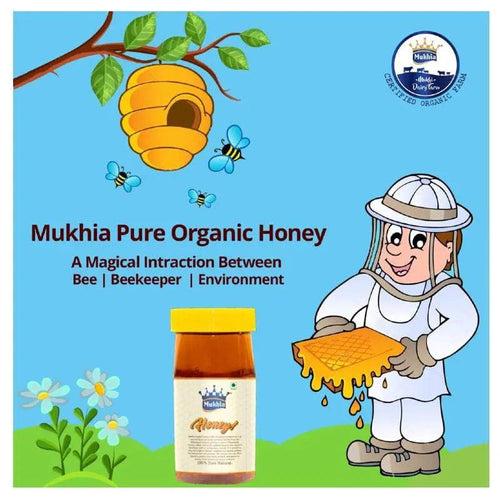 Mukhia organic A2 cow ghee + Mukhwas Roasted Alsi + Free Honey Stick