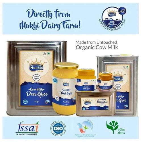 Mukhia organic A2 cow ghee + Mukhwas Roasted Alsi + Free Honey Stick