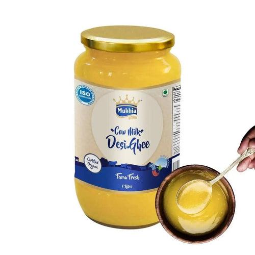 Mukhia Organic A2 Cow Desi Ghee 1 Liter in Glass jar