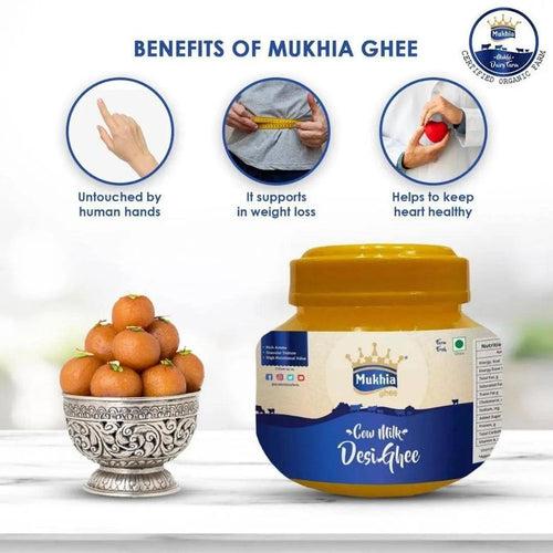 Mukhia Organic A2 Cow Desi Ghee 1 Liter in Glass jar