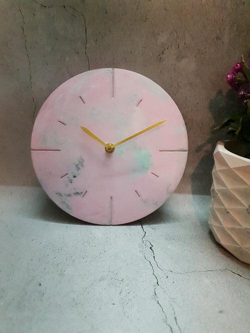 Marbled 9"  Clock - Pink Premium (With Stand)