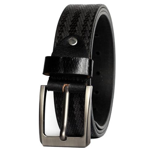 Ficuster Men Black Grain Leather Belt