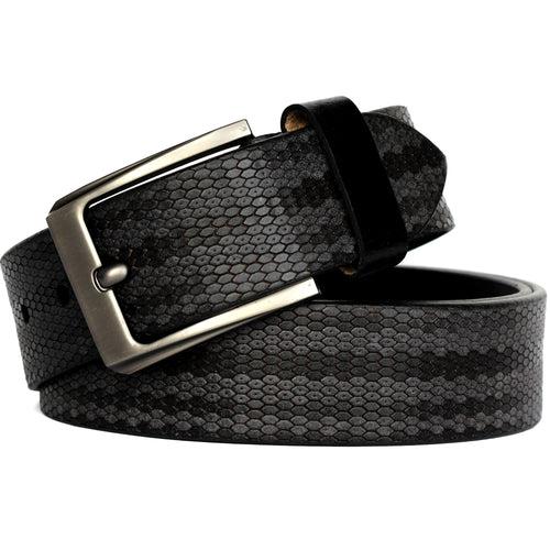 Ficuster Men Black Grain Leather Belt