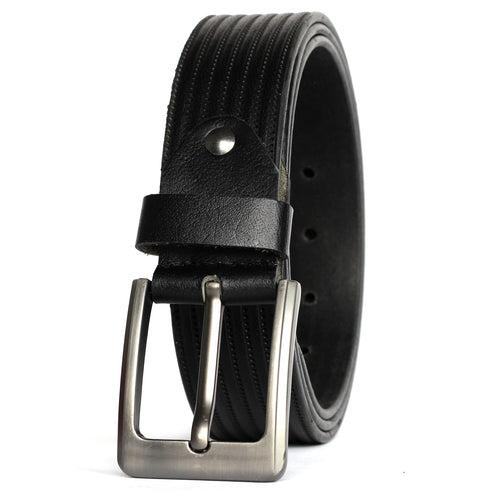 Ficuster Men Black Grain Leather Belt