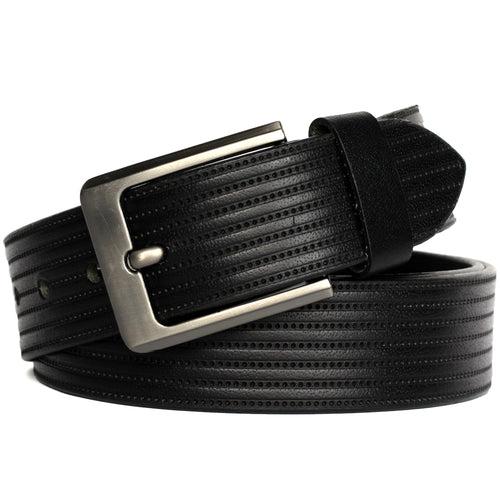 Ficuster Men Black Grain Leather Belt