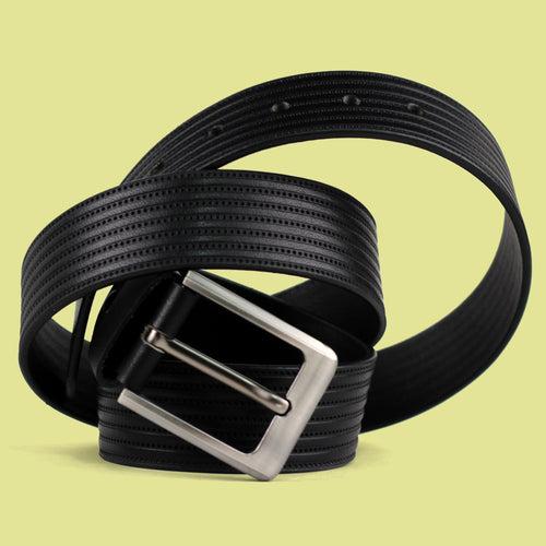 Ficuster Men Black Grain Leather Belt