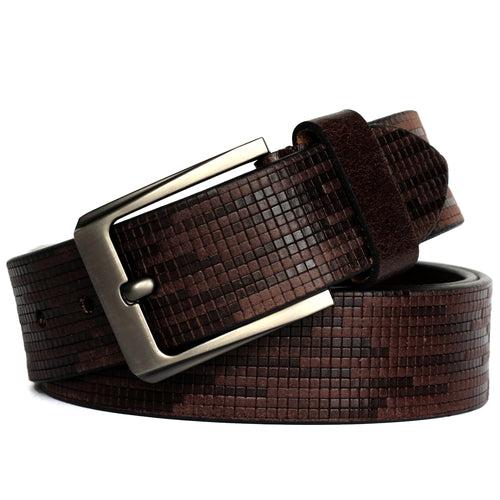 Ficuster Men Dark Brown Grain Leather Belt