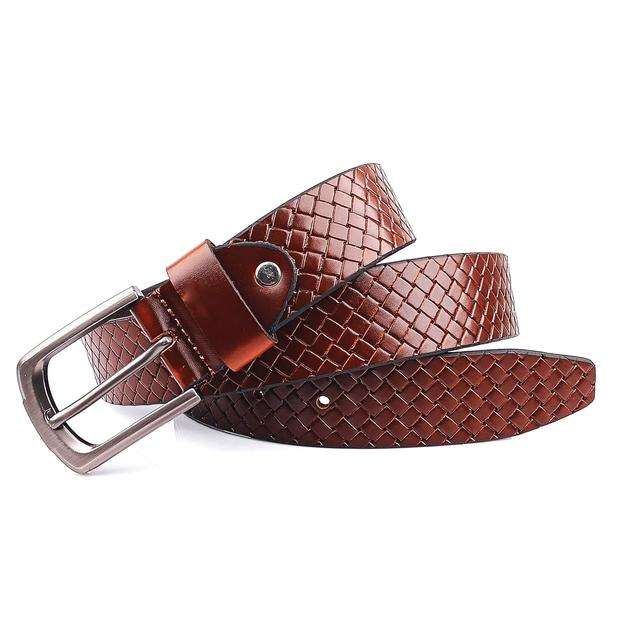 Ficuster Men  Dark Brown Grain Leather Belt